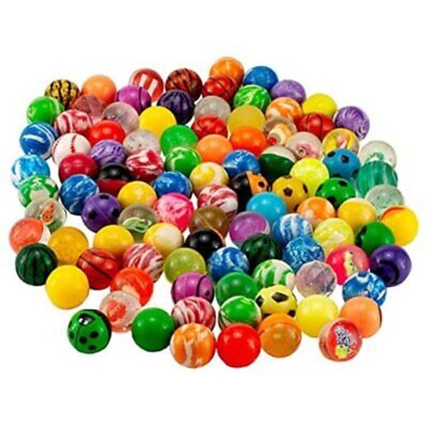 OBTANIM Pieces Colorful Bouncy Balls Bulk Mixed Pattern High Bouncing Balls 100