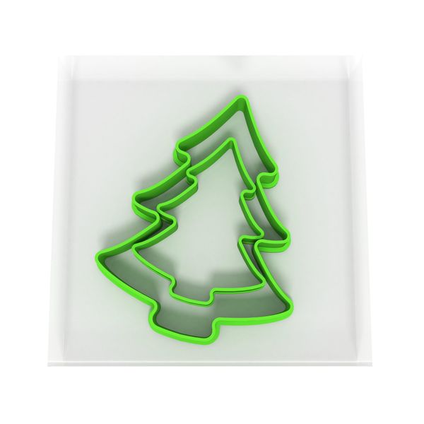 Just Cutters Christmas Tree Shape Cookie Cutter | Set of 2 Plastic Cutters for Baking, Fondant, Clay, Pastry, Icing, Jewellery (5CM + 8CM)