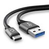 CELLONIC® USB cable 2m for camera, smartphone, navigation, headset, tablet charging cable USB C to USB A 3.0 data cable 3A gray nylon