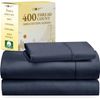 100% Cotton Twin Sheets Set, 400 Thread Count Sateen Bedding for Dorm Rooms & Ad