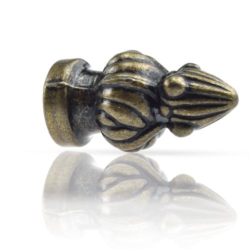 MARRTEUM Antique Brass Lamp Finial Cap Knob Retro Lamp Finial Decoration with Dual-Thread Screw for Lamp Shade, Fit Both 3/8" and 1/4-27, 1 Pack