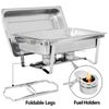 2PCS 8QT Chafing Dish Chafer +2 Rectangular Chafers w/Foldable Frame Legs 