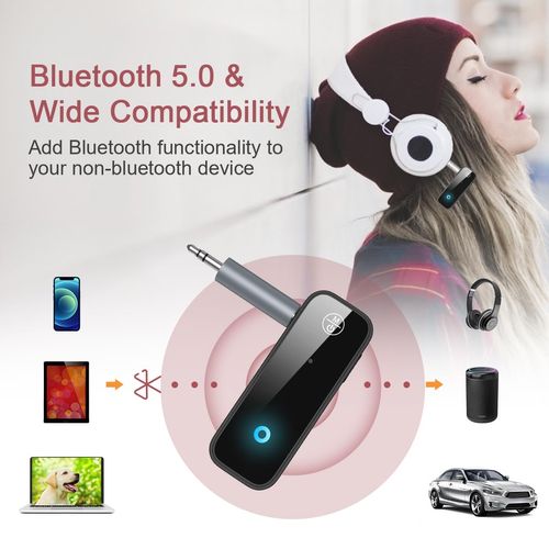 LOFICOPER Bluetooth AUX Adapter for Car, Bluetooth 5.0 Transmitter Receiver, 3.5mm Wireless Audio Receiver with Hands-Free Call, for Car, Home Stereo, Wired Headphones, Speaker, 2 Pack