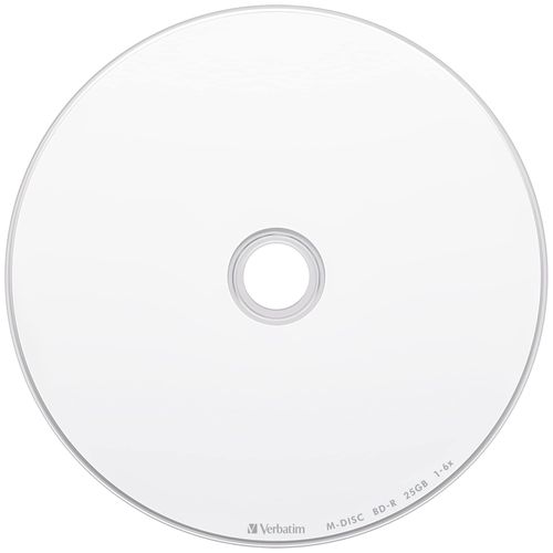 Verbatim DBR25RMDP5V2 M-DISC BD-R Long-term Storage, 1-Time Recording, 1-6x Speed, 25GB, 5 Sheets/White Label, Blu-ray Disc