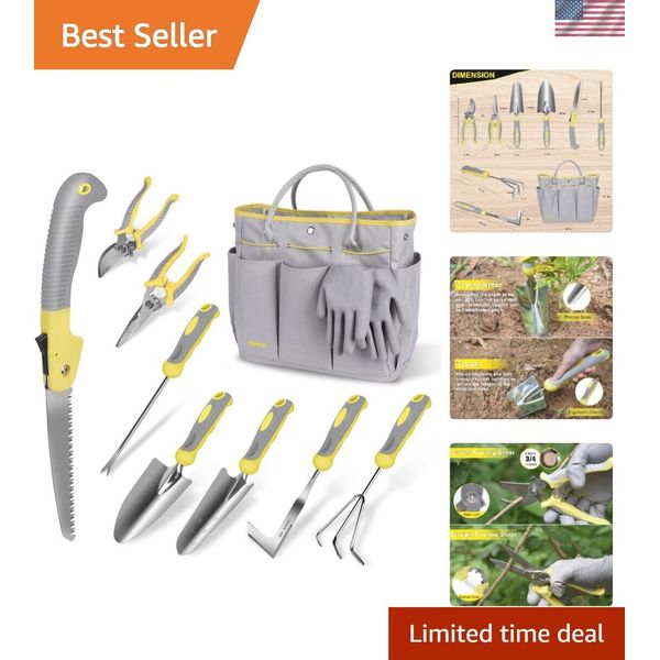 10-Piece Heavy-Duty Stainless Steel Gardening Tool Set with Ergonomic Handles