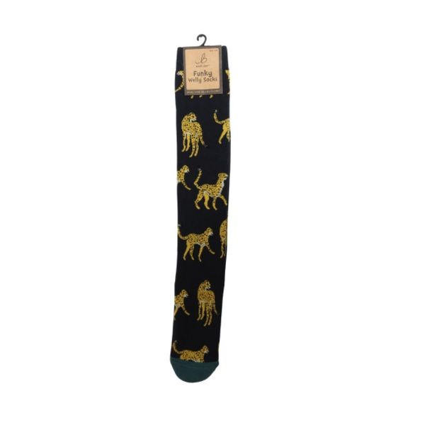 Bartleby Ladies Welly Socks Cheetah Design Size 4-7