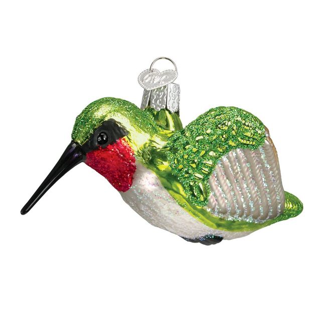 Old World Christmas Bird Watcher Collection Glass Blown Ornaments for Christmas Tree Hummingbird, 16055