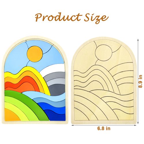 Activities for Dementia Patients, 20 Pieces Wooden Puzzles Game for Seniors, Colorful Hill Pattern Match Alzheimers Products for Elderly, Tile Matching Board Memory Cognitive Gifts