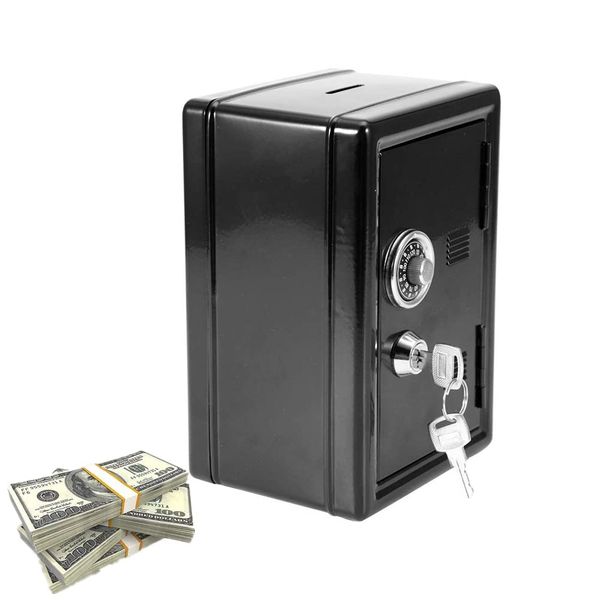 Yosoo Money Box Kids Toy, Money Box Password Cash Coins Saving Safe Box Style Gift with 2 Keys (Black)