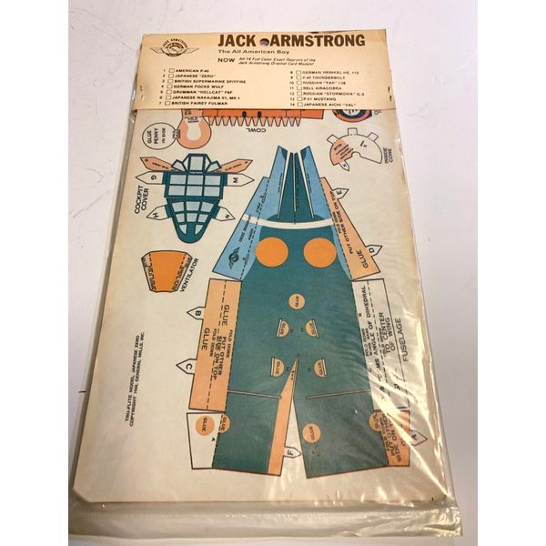 Wheaties Jack Armstrong Japanese Zero Paper Model Airplane Kit Cereal Premium