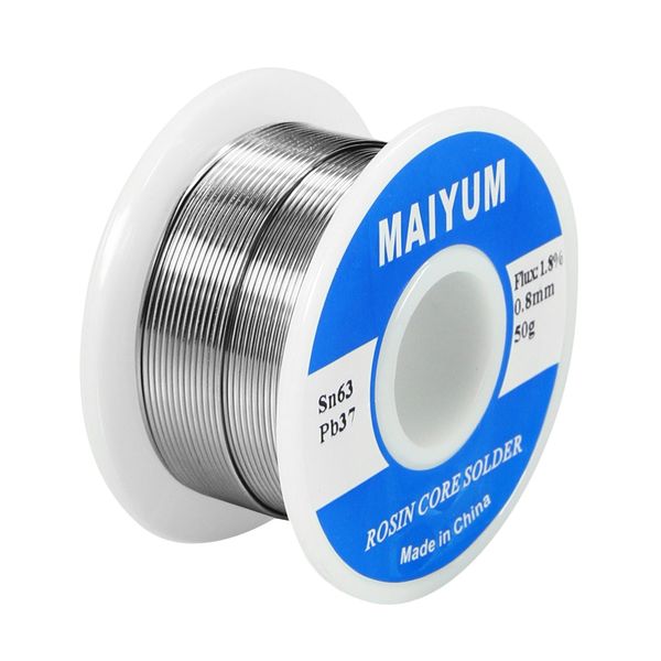 MAIYUM 63-37 Tin Lead Rosin Core Solder Wire for Electrical Soldering (0.8mm 50g)