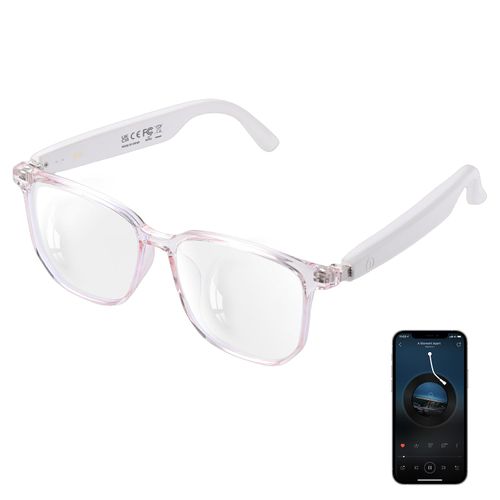 Smart Glasses for Women, Open Ear Bluetooth glasses with Mic & Speakers, Anti-Blue Light Lenses, Voice Assistant, Touch Control, IPX5 Waterproof, Remote Photography, Hands-Free Calls & Music(Clear)