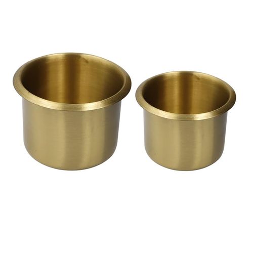 Solustre Car Cup Holder Insert 2Pcs Brass Boat Cup Holders for Rv Couch & Vehicle Secure Recessed Design for Convenient Storage