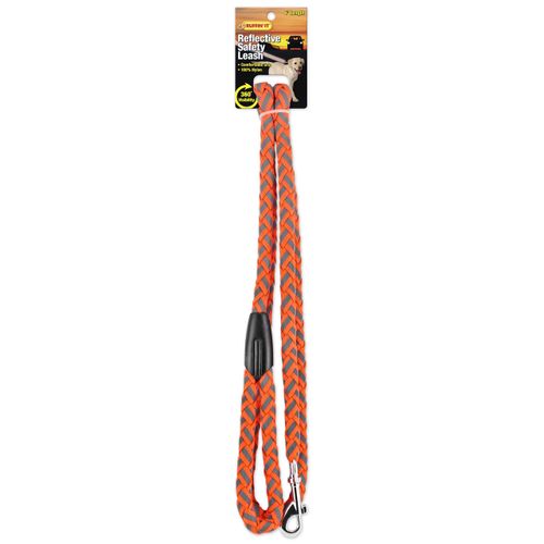 RUFFIN' IT Round Braided Reflective Lead, Orange