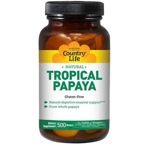 Country Life Tropical Papaya Chewable 22 mg 500 Wafers