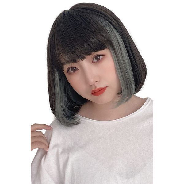 Brightlele hf1443-TR/B Bob Wig, Full Wig, Short, Natural, Gradient, Inner Color