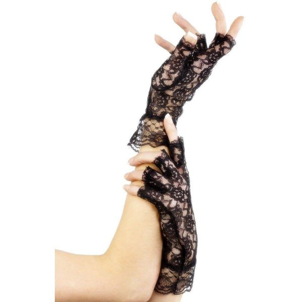 Smiffys Fingerless Gloves Black Lace
