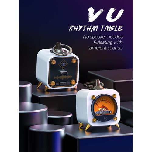 FEIFANZHE Wireless Audio Retro Analog VU Meter Sound Level Indicator DB Panel Display, VU Warm Back Light Audio Level Amp, Music Sync and Pickup Rhythm Ambient Lights - FVU1-W