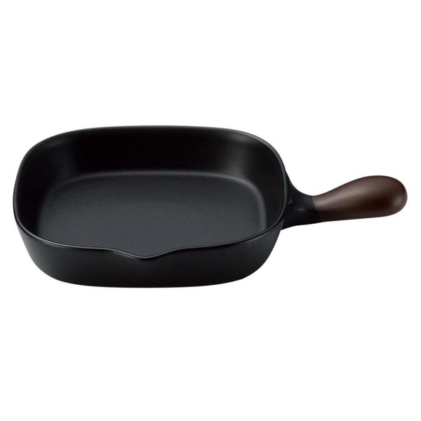 Banko Ware 16738 Bi-Color Square Grill Pan, Frying Pan, Direct Fire, Oven Safe, Diameter Approx. 7.9 inches (20 cm), Black/Brown, Tableware, Ceramic, Microwave Safe, Made in Japan