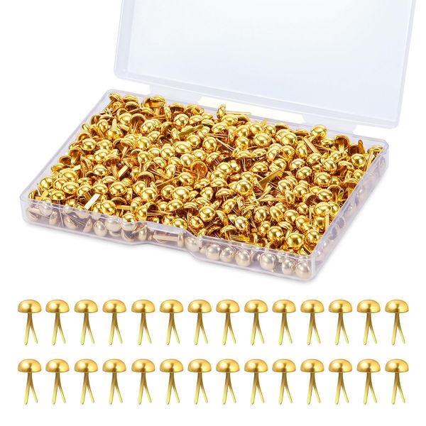 Johotone Mini Brads Runde Metall Brads Papierverschlüsse Gold Musterbeutelklammern für Scrapbooking Basteln DIY Kunsthandwerk 6mm 500 Stück