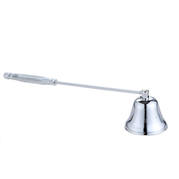 MUXSAM Candle Snuffers Snuff Extinguishing Bell Shaped Stainless Steel Flamer Long Handle Put Out Fire Wick-Silver