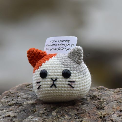 KALAWALK Funny Positive Cute Potato Crochet Knitting 3inch Knitted Inspirational Potato Cheer Up Gifts for Friends Party Halloween Decoration Encouragement (cat)
