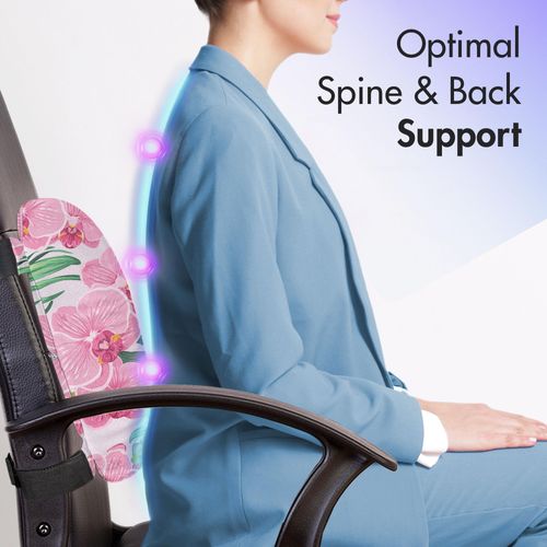 Lunarable Floral Lumbar Back Support Pillow, Rhythmic Orchid Phalaenopsis Tropic Flowers in Blush Tones Illustration, High Density Foam for Office Chairs Car Seats, 14" x 13", Pale Mauve Multicolor
