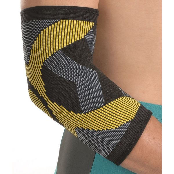 Solace Care High Performance Elasticated Compressive Elbow Support - Support for Sprained, Stiff or Aching Elbow - Edge Trim Technology (Unisex) (Small, Black)