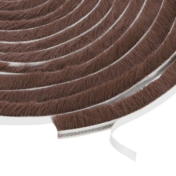 Self Adhesive Brush Seal Weather Stripping 1/2" x 1/4" x 36ft, Brown