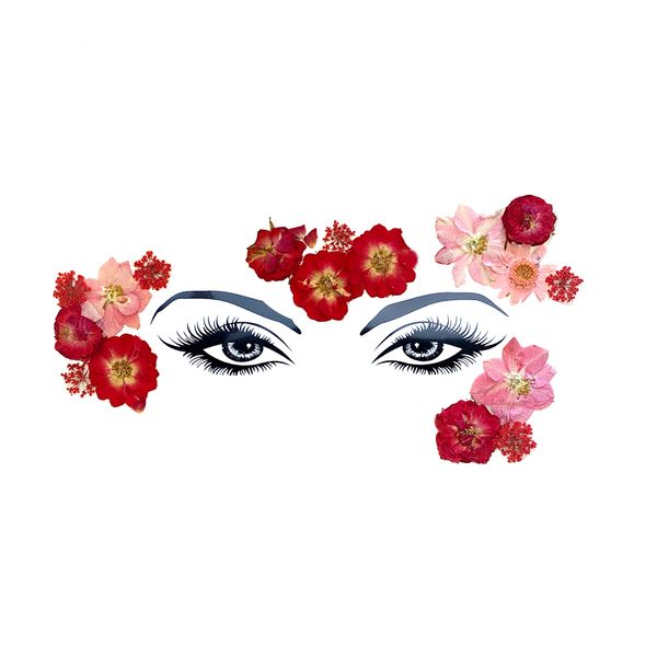 Neva Nude Harvest Moondancer Autumn Red Real Dried Pressed Flower FaceStix Face Stickers Ready To Wear