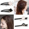 YOVOY Bangs Clip, Hairpin, Flower, Cute, Stylish, Bangs Pin, Flower, Hair Clip, Hair Ornament, Hair Accessory, No Marks, Black, White, 4 Pieces (Hairpin)