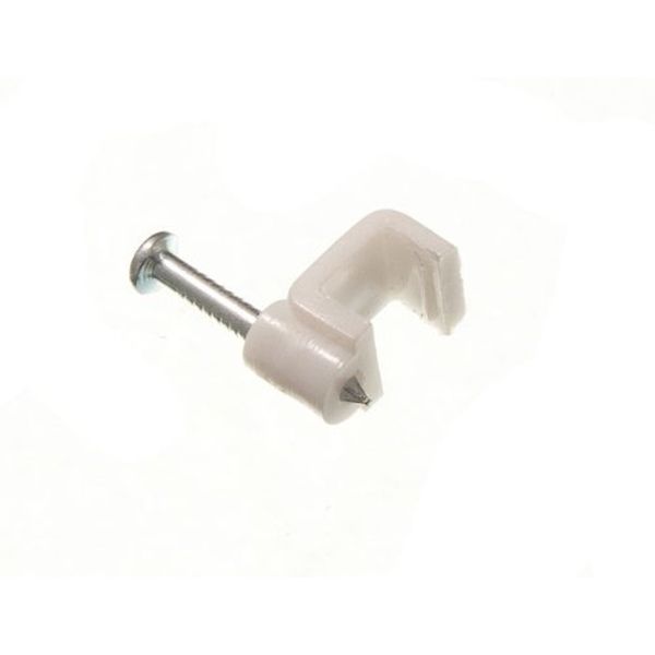 100 x Bell Wire Cable Clips with Knock in PINS White