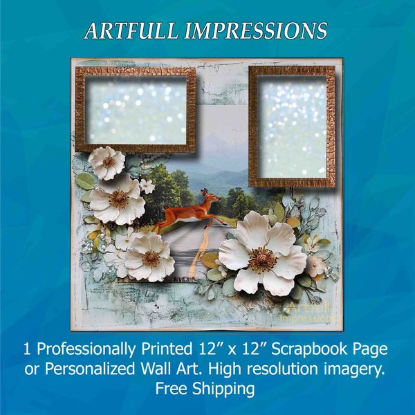 Deer Crossing & Cherokee Roses –Personalized Scrapbook Page or Wall Art