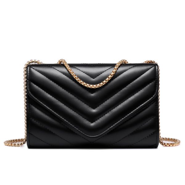 Dasein Women Small Quilted Crossbody Bags Stylish Designer Evening Bag Clutch Purses and Handbags with Chain Shoulder Strap (Black)