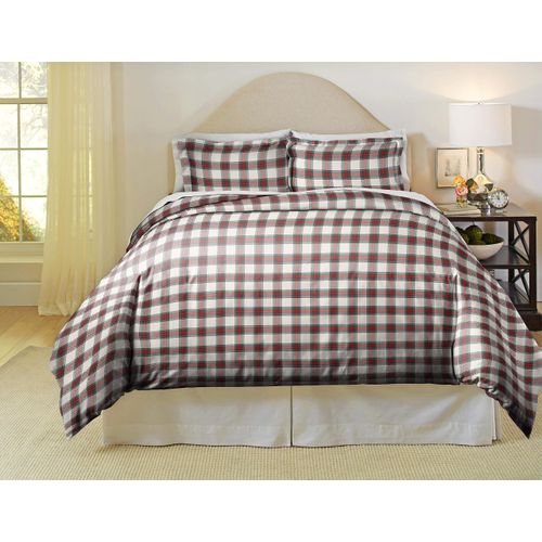 Pointehaven 180 GSM Luxury Cotton Printed Flannel Duvet Set - Button Closure 100% Cotton Double Brushed Flannel Derby Printed Manchester Set with Tie-Backs All Season Twin/Twin XL