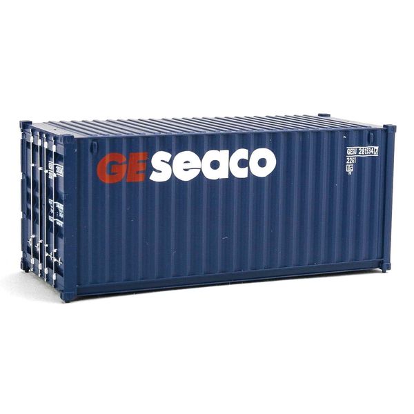 Walthers SceneMaster HO Scale Model of GE Seaco (Blue, White, red) 20' Corrugated Container,949-8064