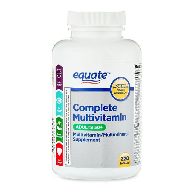 Equate Complete Multivitamin/Multimineral Supplement Tablets, Adults 50+, 220 Ct