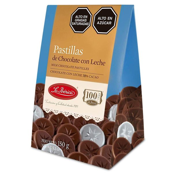 La Iberica Pastillas de Chocolate con Leche 38% Cacao Peruano | Milk Chocolate 38% Peruvian Cocoa Pastilles 5.3 oz Pack