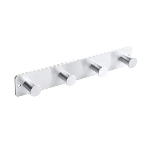 SYPEN Coat Hooks Wall Mounted, Stainless Steel Door Hooks for Bedrooms Adhesive & Screw in, Stick Chrome Coat Rack with 4 Hangers for Towel Clothes Bathrobe