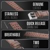ALPINE Soft and Smooth Genuine Perforated Leather Watch Strap - Brown - 22mm