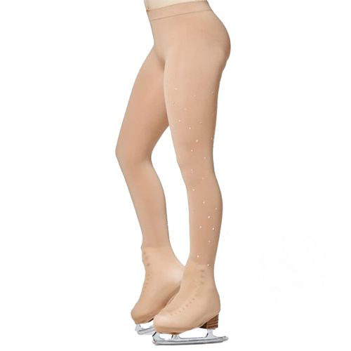 DANCEYOU Ice Skating Tights with Crystals Double Buckles Over Boot Cover 90 Denier Thicken Warm High Stretch Figure Compression Skate Pants for Girls S/M