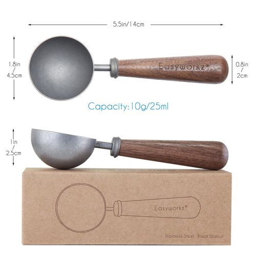Easyworkz Retro Stainless Steel Coffee Measuring Spoon 10g Black Walnut Wooden Handle "Vintage"