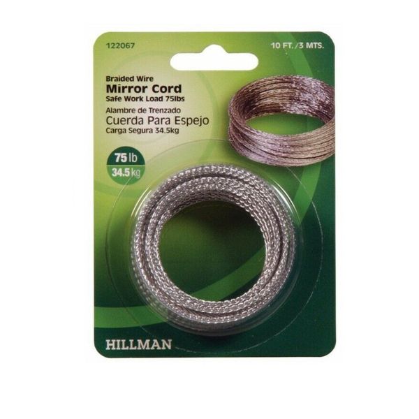 10FT MIRROR Braided Wire Cord 75lb capacity Hang Mirrors And Picture Frames