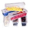 AB Designs Bin Pack, [6] Long Home Organizer Storage Boxes with Lids, Translucent Clear