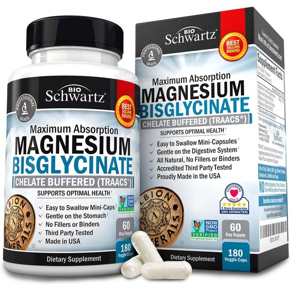 Magnesium Bisglycinate 100% Chelate No-Laxative Effect. Maximum Absorption &