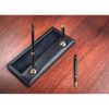 Dacasso Black Leather Double Gold Accents Pen Stand
