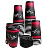 16oz Design Coffee Cups and Black Flat Lids Hot Cold Drinks Disposable 150pcs