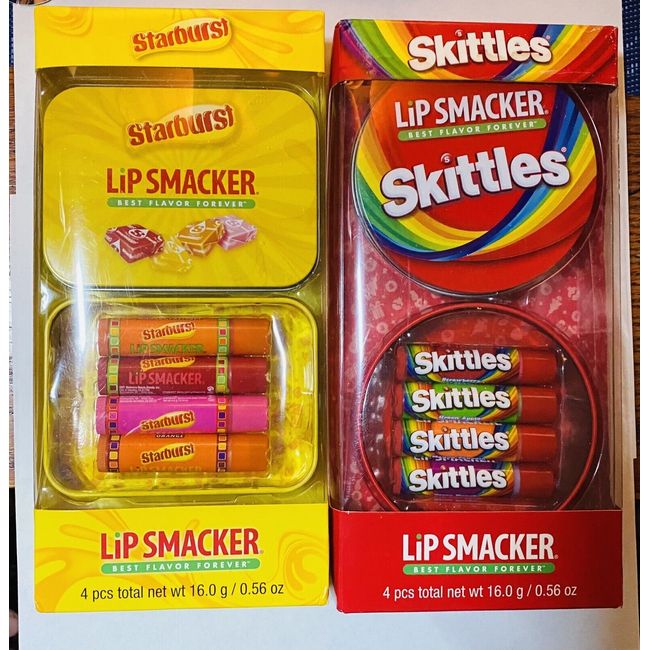 Lip Smacker Lip Balm Sets SKITTLES & STARBURST Best Flavor Forever 8 Sticks Tins