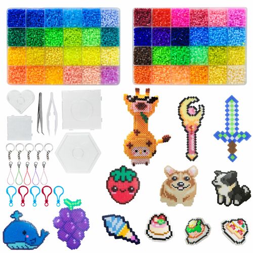 Fuse Beads Kit - 26000 Pcs Iron Beads Set, 48 Colors 2.6mm Beads, Art Crafts Set for Kids Ages 9+, Girls Boys Age 9 10 11 12 13 14 Years Old Easter Christmas Birthday Present.
