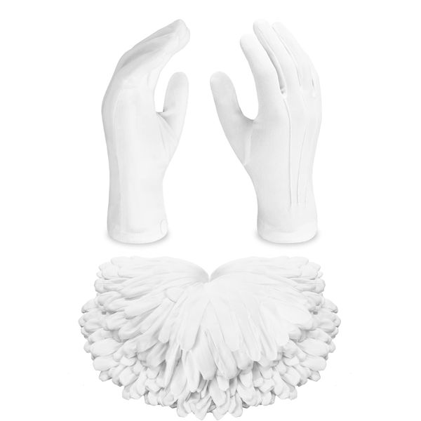 SATINIOR 12 Pairs Nylon Gloves Parade Costume Gloves for Police Formal Tuxedo Guard (XL Size)